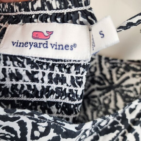 Vineyard Vines mini dress sz S women black white smocked back beach summer - Picture 7 of 11